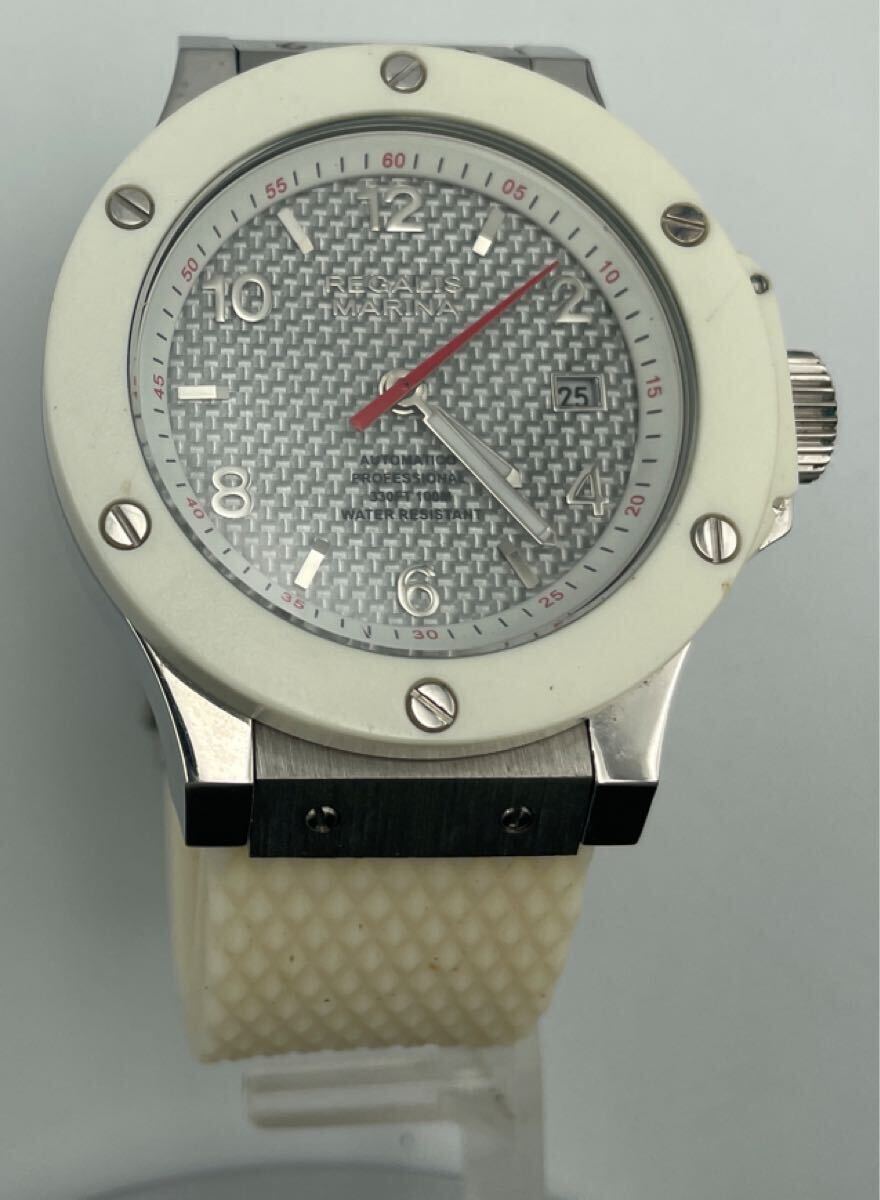 FS4479A079 稼動品 REGALIS レガリス MARINA 腕時計 自動巻き 裏スケ ホワイト 現状品