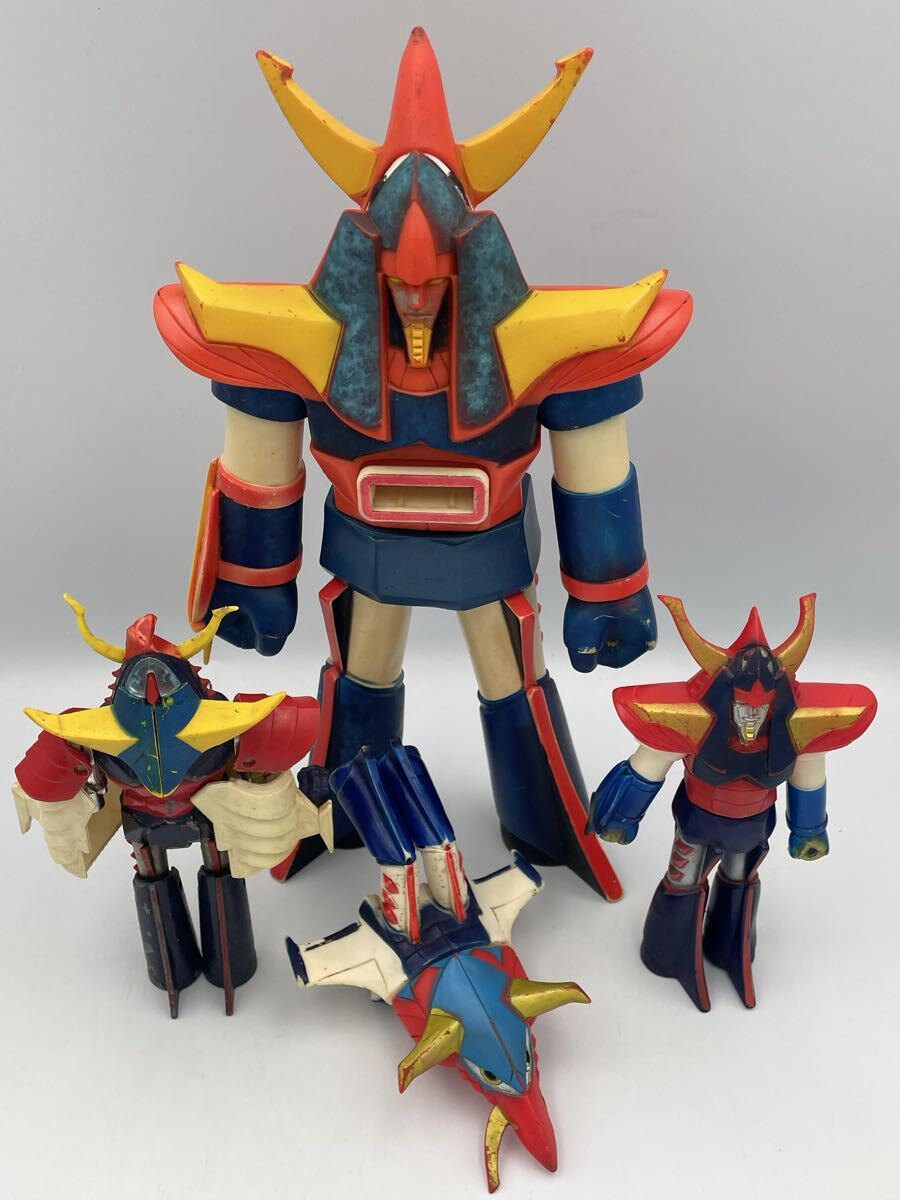 FY3530A163 勇者ライディーン ソフビ 超合金 フィギュア4点 ポピー 昭和 当時物 一部破損箇所あり 現状品