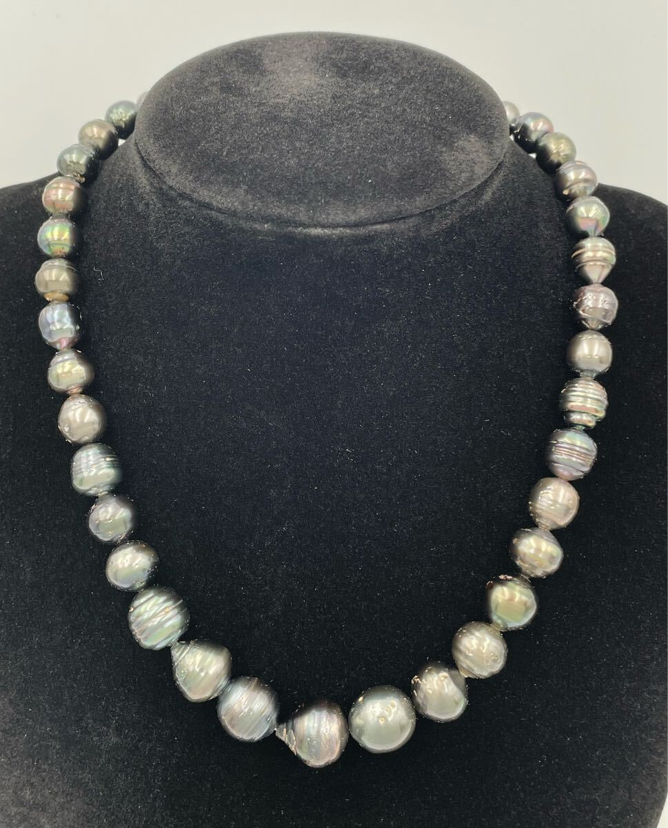 KH3557A068 黒蝶真珠 バロックパール ネックレス トップス SILVER刻印あり その他6玉 ネックレス重さ約47.11g 6玉重さ約4.63g 現状品