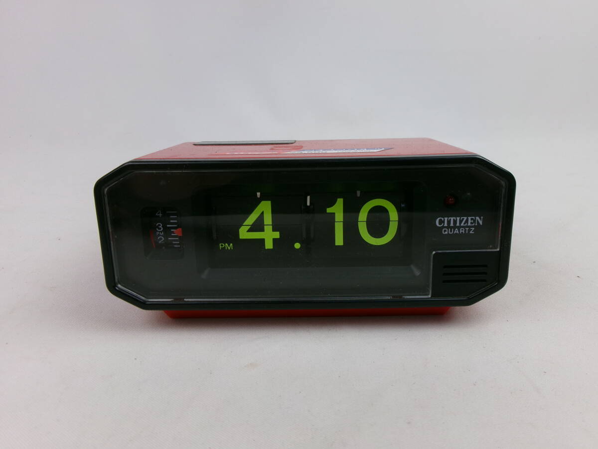 【同梱不可】　美品　動作確認済　リズム時計　CITIZEN　4RD600　パタパタ時計　電池式　クオーツ　シチズン　昭和レトロ　当時物