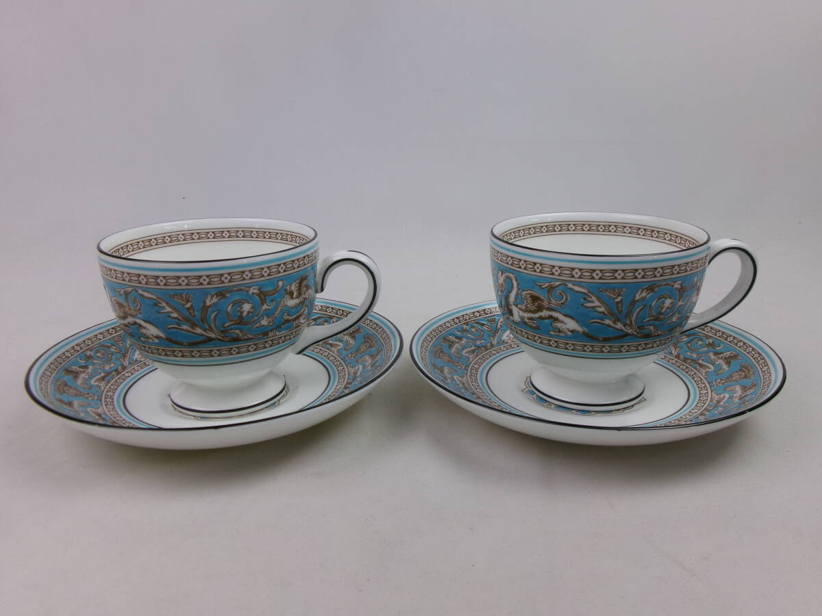 【同梱不可】　WEDGWOOD　フロレンティーン　ターコイズ　カップ&ソーサー　2客　ウエッジウッド　C＆S　ペア