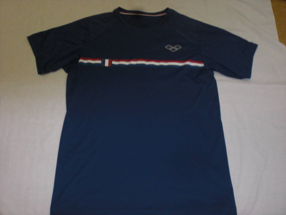 arenaアリーナ・紺 ポリＴシャツ(M) USED 