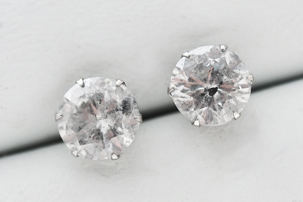 大粒！大きさ＆お値段重視の方◎プラチナ900 ダイヤモンド 各1.0ctピアス 計2ct 一粒ピアス 一粒ダイヤピアス プラチナダイヤピアス