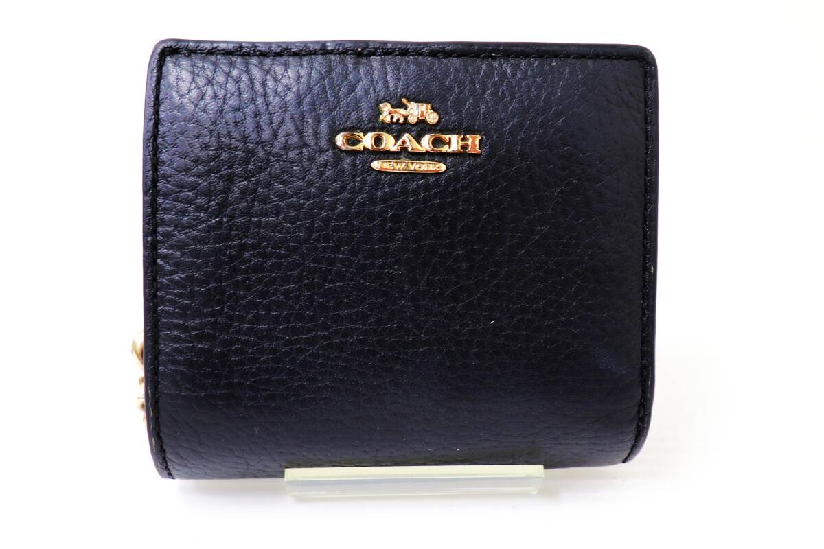 COACH コーチ 二つ折り スナップウォレット ブラック ゴールド金具 財布 ウォレット レディース メンズ HG260313