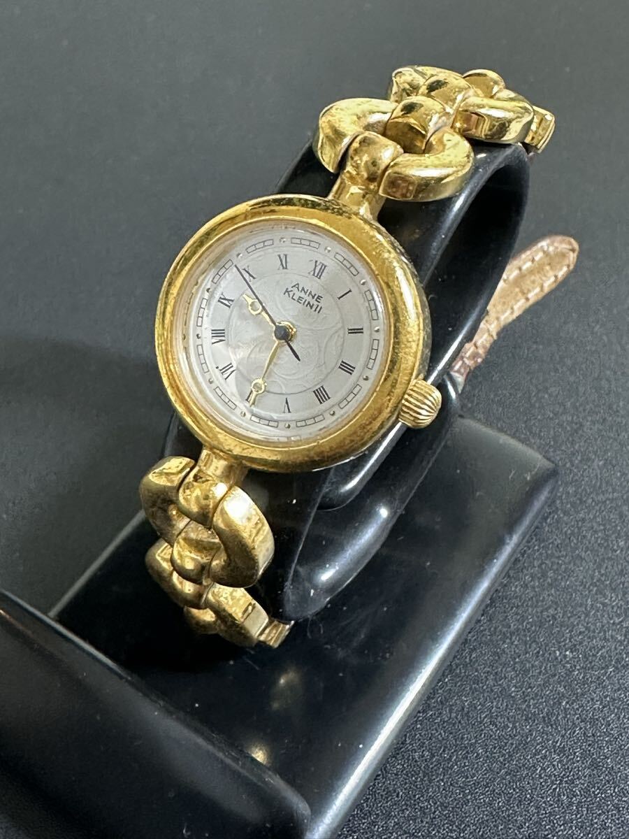ANNE KLEIN Ⅱ アンクライン2 AL21 ラウンド ゴールド ローマン 3針 レディース用 腕時計 クォーツ 動作未確認