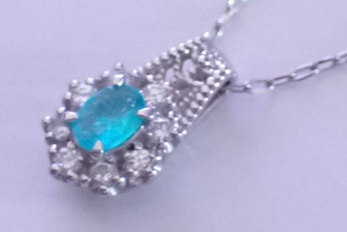 パライバトルマリン　ネックレス　0.134ct　ダイヤ0.11ct