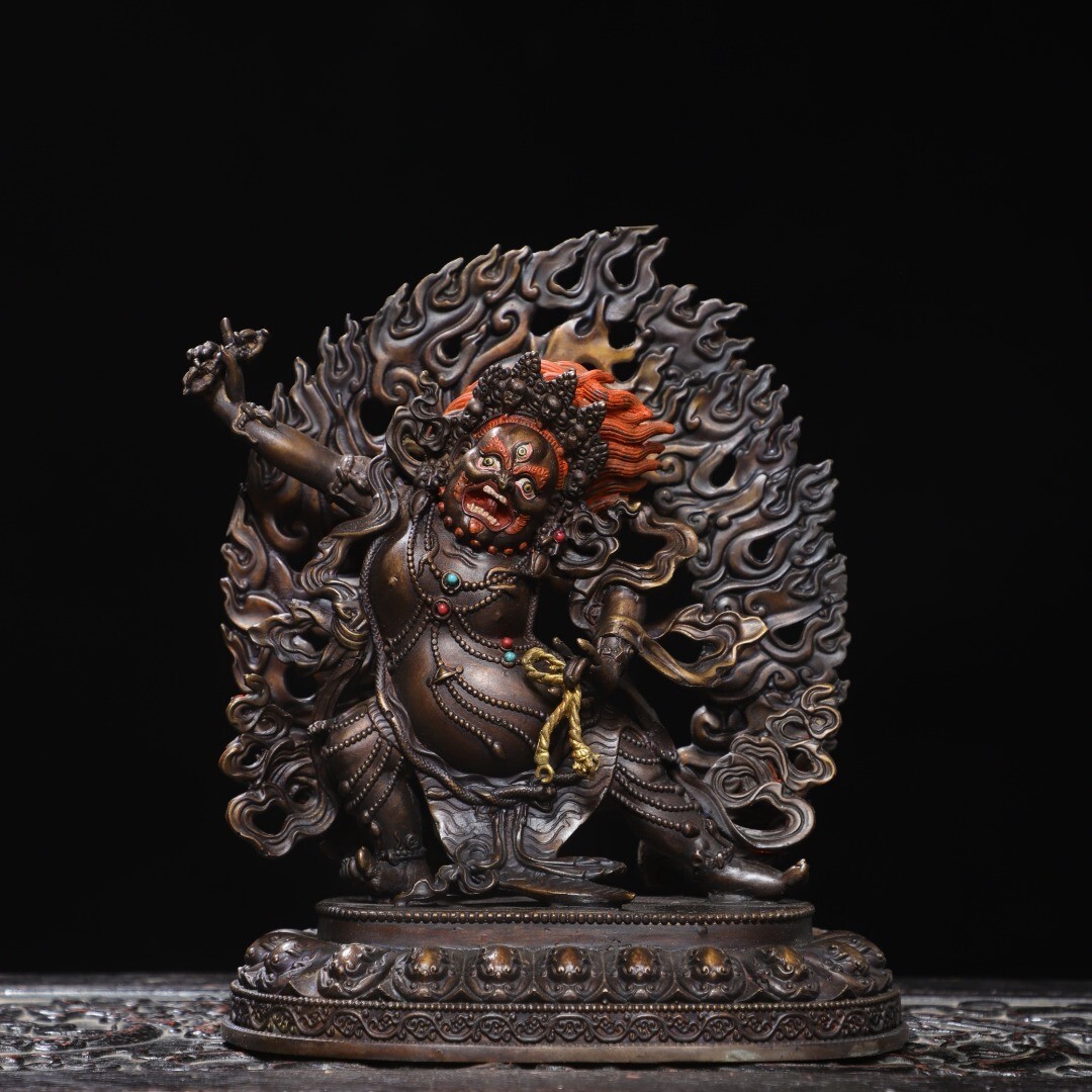 永し 明時代 古銅製 金剛手菩薩 佛首 佛像 仏像 宗教 供養 仏教古美術 極細工 古銅彫 置物擺件 古美術品 時代物 古董品 旧家蔵出 中国唐物