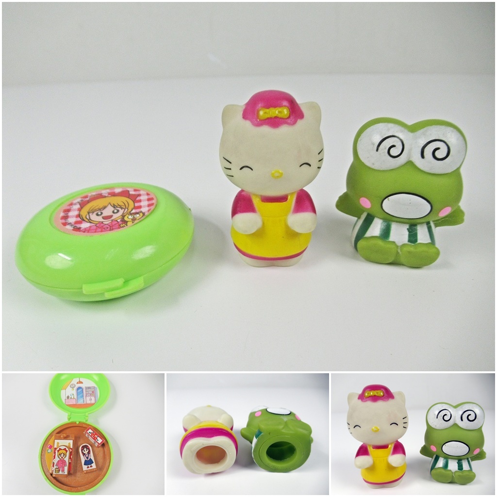 ☆[B31]当時物　指人形他　まとめ売り　ハローキティ/けろけろけろっぴ指人形　姫ちゃんのリボン おしゃれコンパクト　カバヤ　食玩