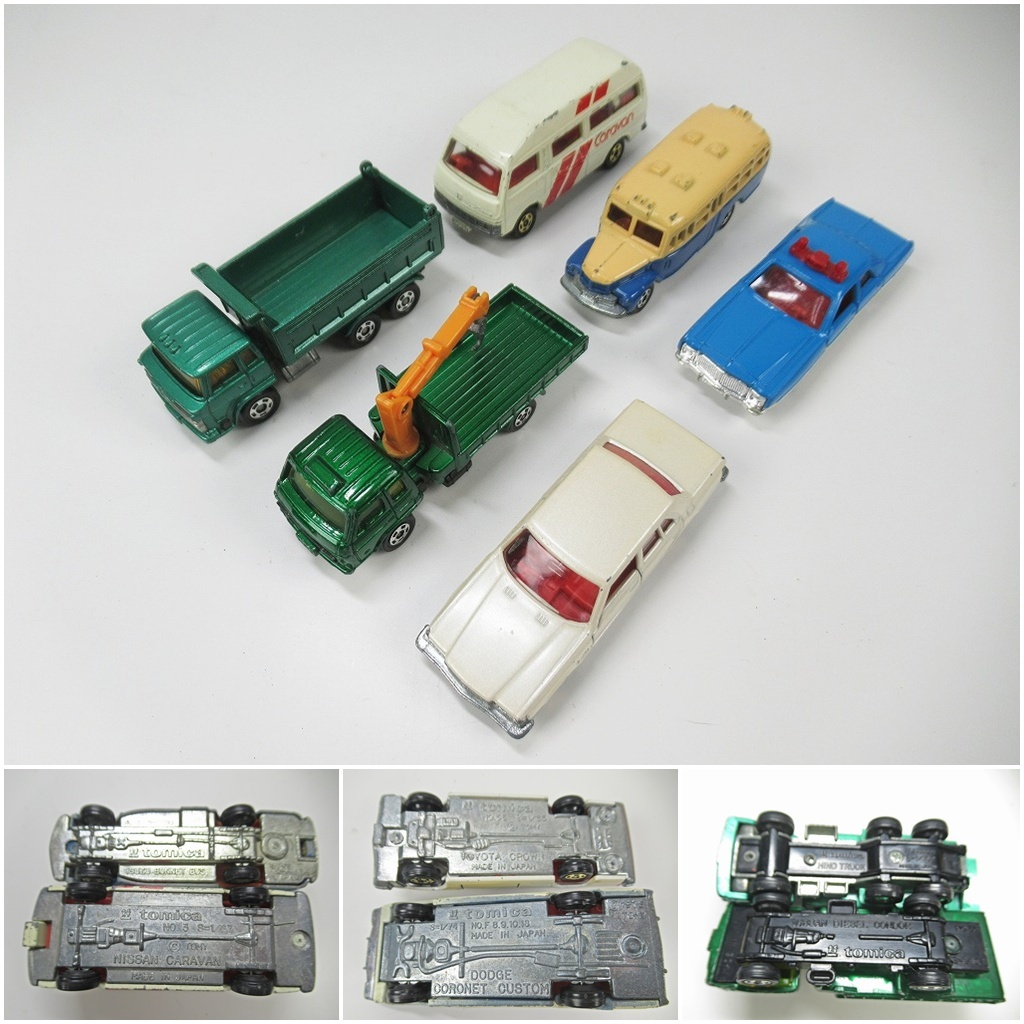 ☆[A27]トミカ ミニカー 6台 No.3 日産キャラバン /いすゞ ボンネットバス/トヨタ クラウン/日産ディーゼル コンドル 日本製 当時物 絶版