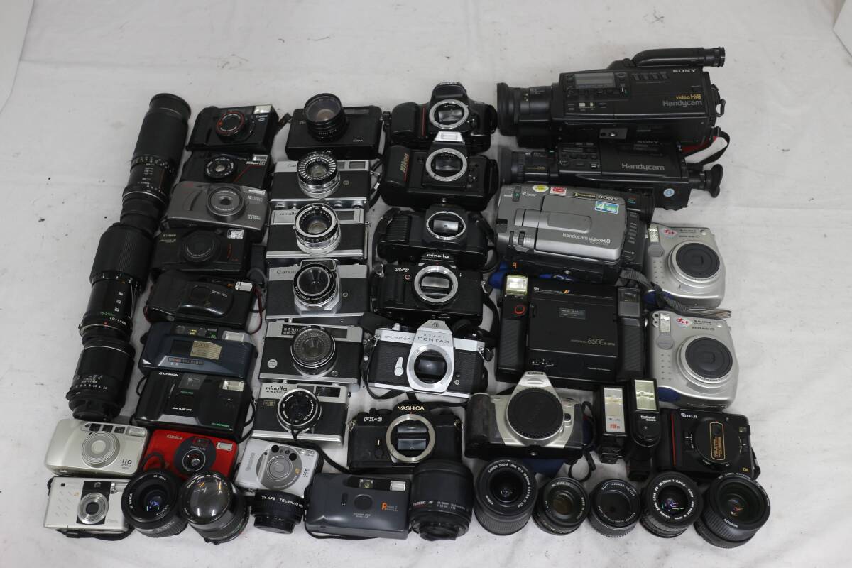 【送料無料】1円 蔵出し カメラ 大量 まとめ売り 未清掃 現状品 キャノン ソニー ミノルタ 一眼 フィルム 動作未確認 ジャンク 豪華 M775