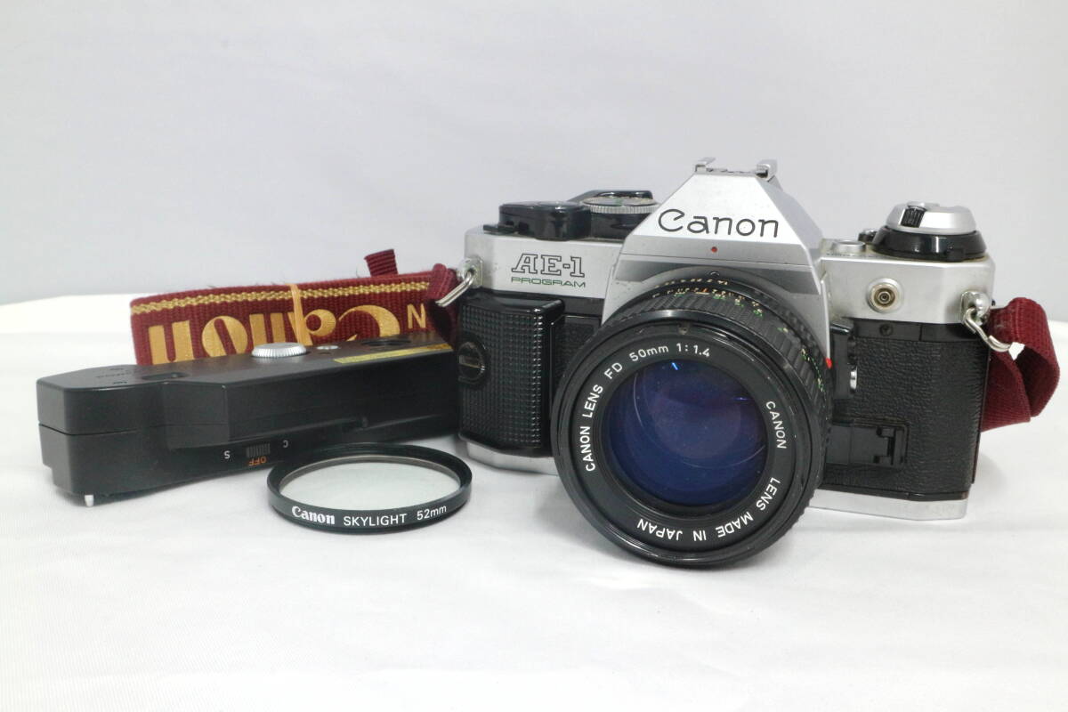 【送料無料】動作確認済 Canon AE-1 PROGRAM シルバー FD 50mm F1.4 キヤノン フィルム一眼レフ 大口径 単焦点 現状品 Y274
