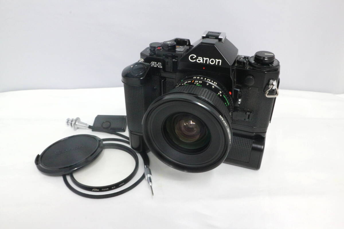 【送料無料】Canon A-1 + FD 20mm F2.8 動作確認済 シャッターOK キャノン 広角レンズ 一眼レフ MFカメラ 単焦点 セット 中古 Y275