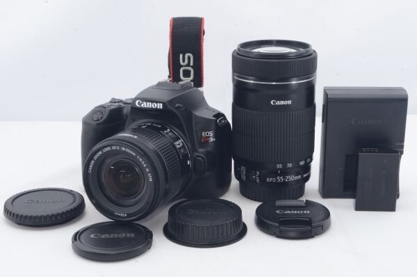 良品★ショット★S数4000回以下★Canon キャノン EOS Kiss X10 ダブルズームキット ブラック 2410万画素 デジタル一眼レフカメラ R5188