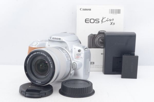 良品★S数2956回★Canon キャノン EOS Kiss X9 レンズキット シルバー EF-S18-55mm STM付属 2420万画素 デジタル一眼レフカメラ R5315