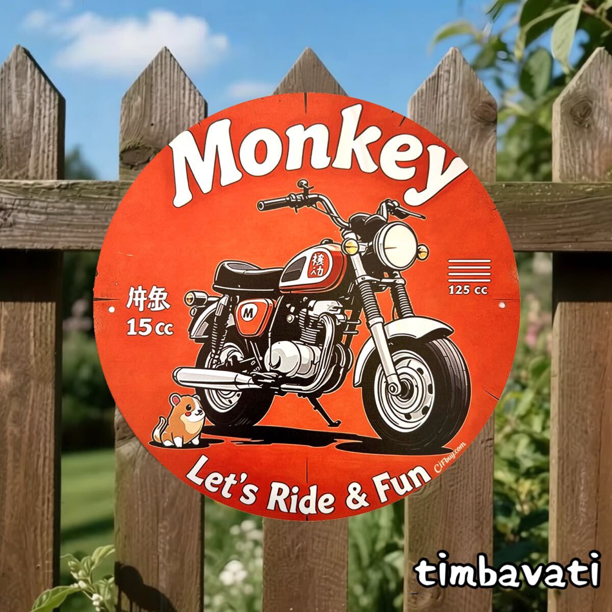 ☆新品☆【日本】ヴィンテージ ブリキ 看板　＊ ホンダ モンキー 125cc バイク ＊ 2D 平面