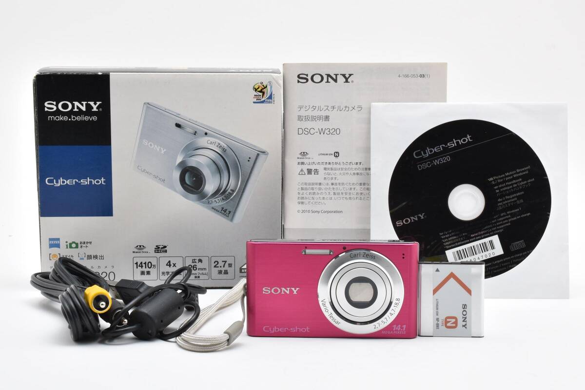 ■ 美品 ■ ソニー　SONY Cyber-shot DSC-W320 ピンクローズ 《動作確認済・付属品付》 コンパクト デジタル カメラ #A1026-13M