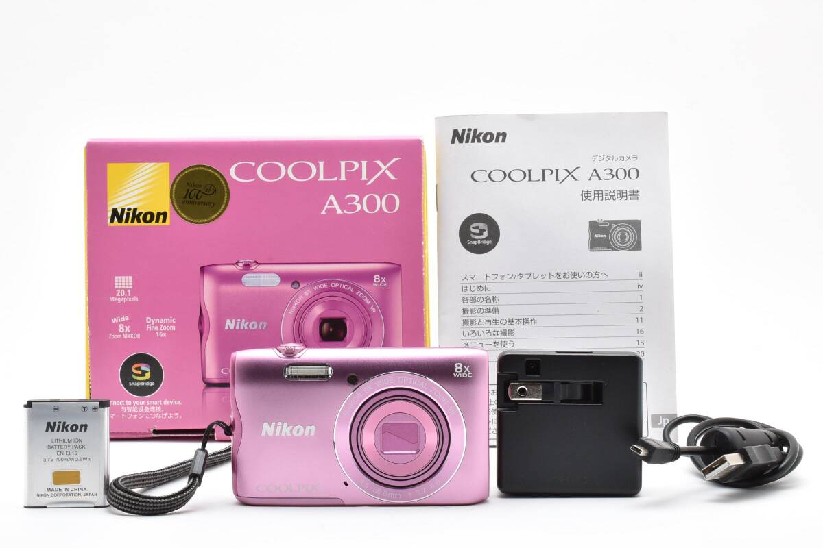 ■ 特上美品 ■ ニコン Nikon COOLPIX A300 ピンク 《動作確認済・付属品多数》 コンパクト デジタル カメラ #A1031-13M