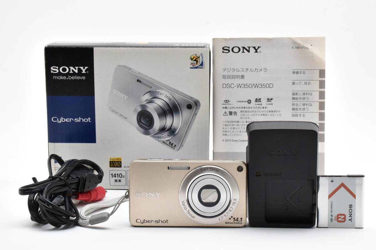 ■ 特上美品 ■ ソニー　SONY Cyber-shot DSC-W350 ゴールド 《動作確認済・付属品多数》 コンパクト デジタル カメラ #A1060-23M
