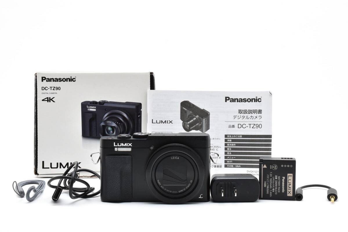 ■ ほぼ新品 ■ パナソニック　Panasonic LUMIX DC-TZ90 ブラック 《動作確認済・付属品多数》 コンパクト デジタル カメラ #A1064-25M