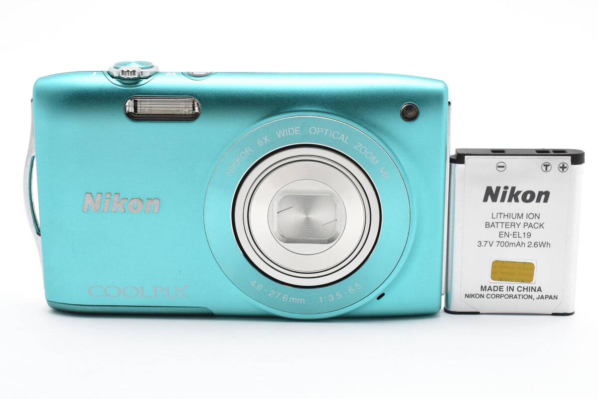 ■ 美品 ■ ニコン　Nikon COOLPIX S3300 ミントグリーン 《動作確認済・バッテリー付》 コンパクト デジタル カメラ #A1066-25M