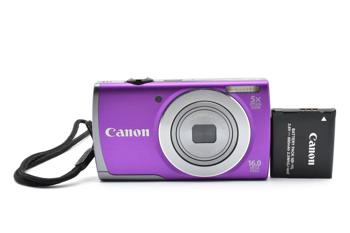 ■ ほぼ新品 ■ キヤノン　Canon PowerShot A3500 IS パープル 《動作確認済・バッテリー付》 コンパクト デジタル カメラ #A1067-25M