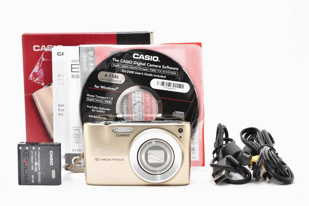 ■ 美品 ■ カシオ　CASIO EXILIM EX-Z400 ゴールド 《動作確認済・付属品多数》 コンパクト デジタル カメラ #A1092-28M