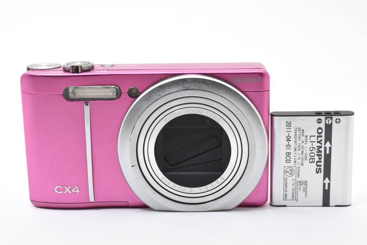 リコー　RICOH CX4 パープルピンク 《動作確認済・バッテリー付》コンパクト デジタル カメラ #A1106-28M