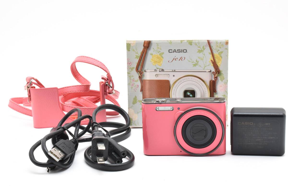 ■ 美品 ■ カシオ　CASIO EXILIM EX-JE10 ピンク 《動作確認済・付属品多数・元箱付》 コンパクト デジタル カメラ #A1021-08M