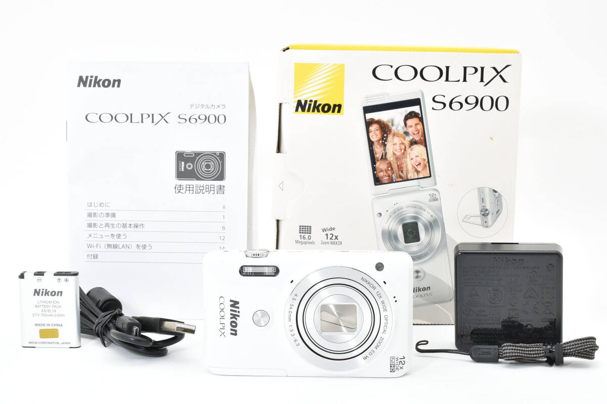 ■ ほぼ新品 ■ ニコン　Nikon Coolpix S6900 ホワイト 《動作確認済・付属品多数》 コンパクト デジタル カメラ デジカメ #A0799-23J