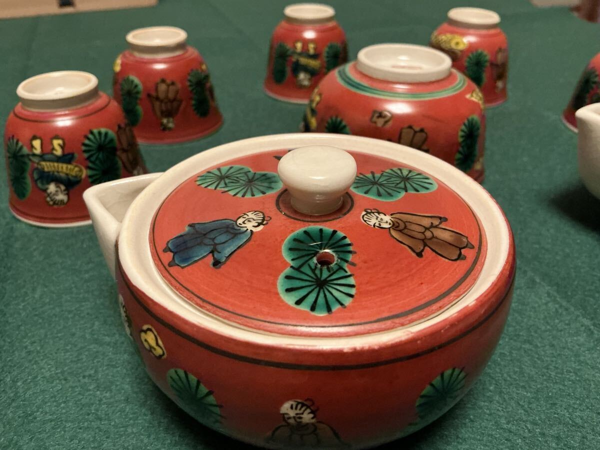 【美品】九谷焼 陶寿造 木米写 唐子遊文 茶器セット 急須 湯呑 煎茶道具 伝統工芸