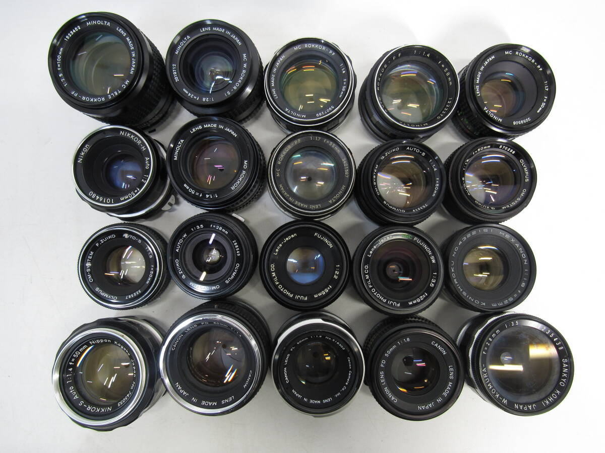 T-3622[同梱不可] 単焦点 レンズ 20点まとめ Nikon Canon ニコン キャノン 他 フィルムカメラ MF マニュアル ジャンク