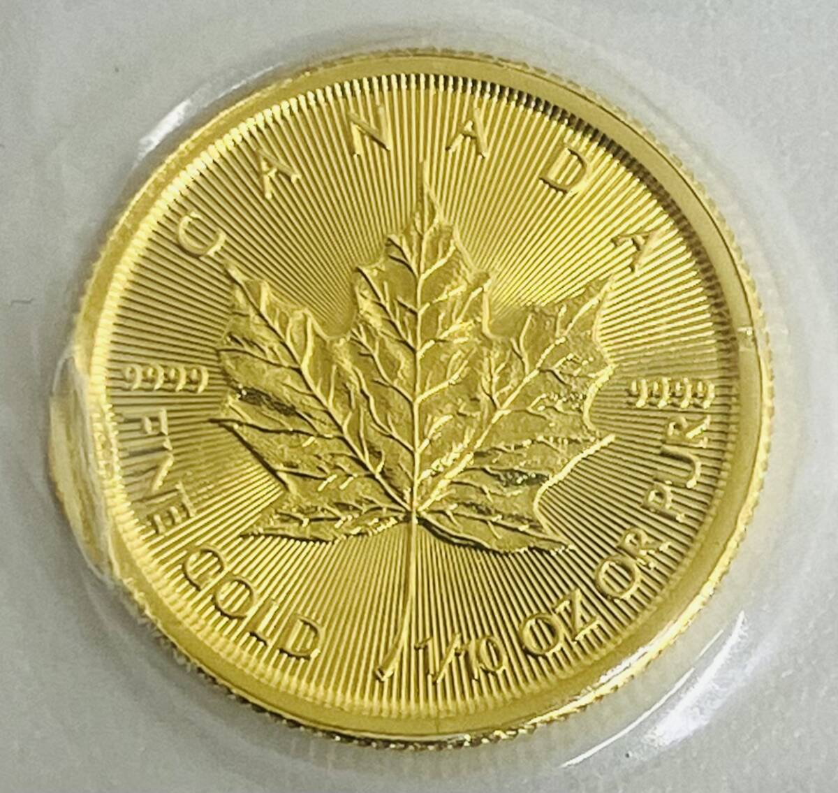 ★外国コイン ペンダントトップ★カナダメイプルリーフ金貨 2022 FINE GOLD 1/10 OZ OR PUR★1/10oz 5ドル 約3.3g（袋込み）★GOLD 9999★