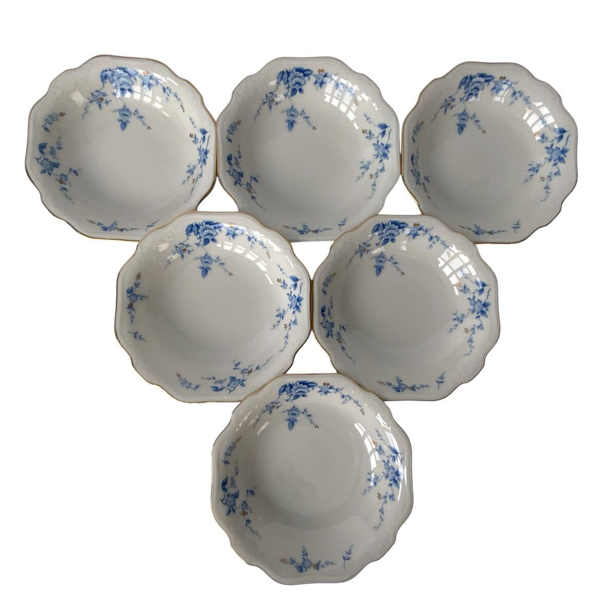 MM-5910 Noritake ノリタケ Ivory China アイボリーチャイナ 皿 深皿 洋食器 食器 約18cm ブルーローズ 6枚セット