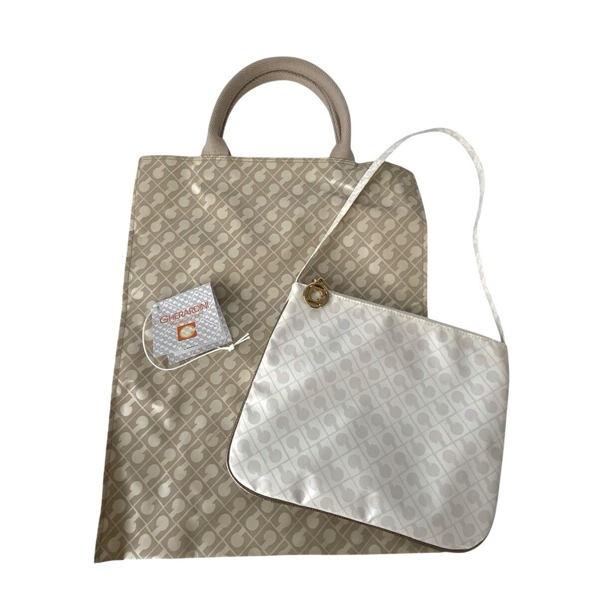 MZ-5982 GHERARDINI ゲラルディーニ ソフティ ベージュ ホワイト トートバッグ レディース ミニ バッグ 軽量 2点 セット