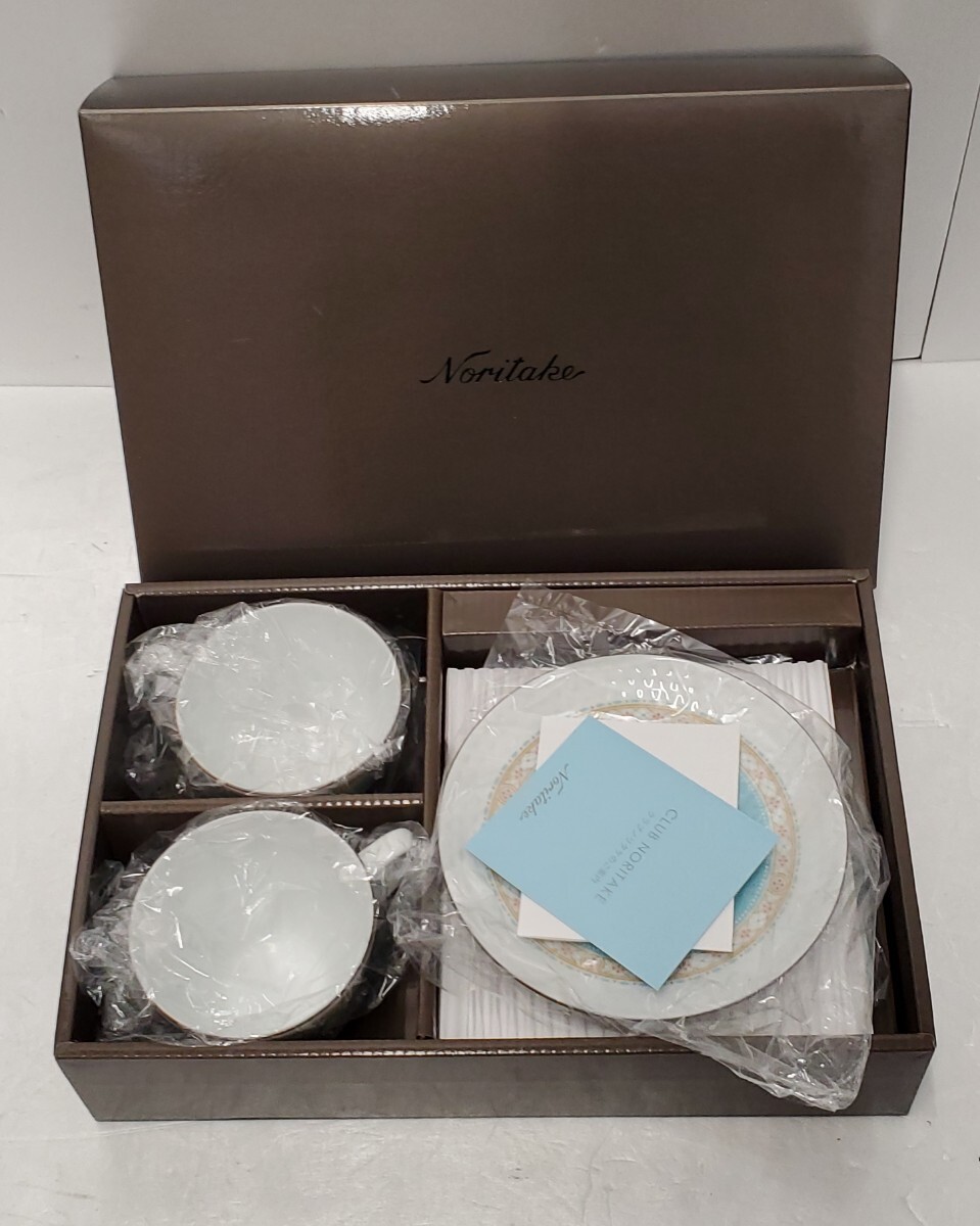 Mi★1円～【未使用品】 Noritake ソーサー& カップ ペアセット ティーカッブ 箱付き ノリタケ コーヒー碗皿ペアセット 食器 0320⑥