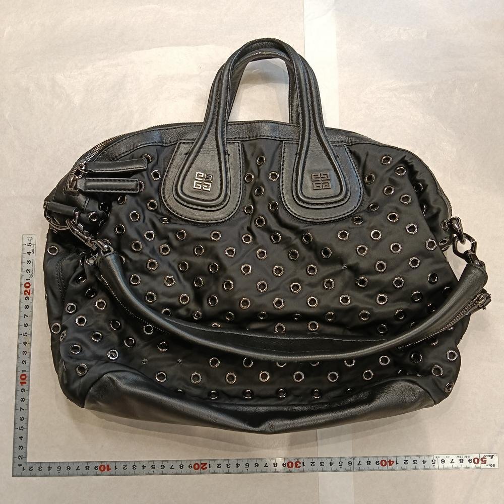 5点以上落札で送料無料！ GIVENCHY ジバンシー ブラック パンチング ナイロンレザー 2WAYバッグ 4756137