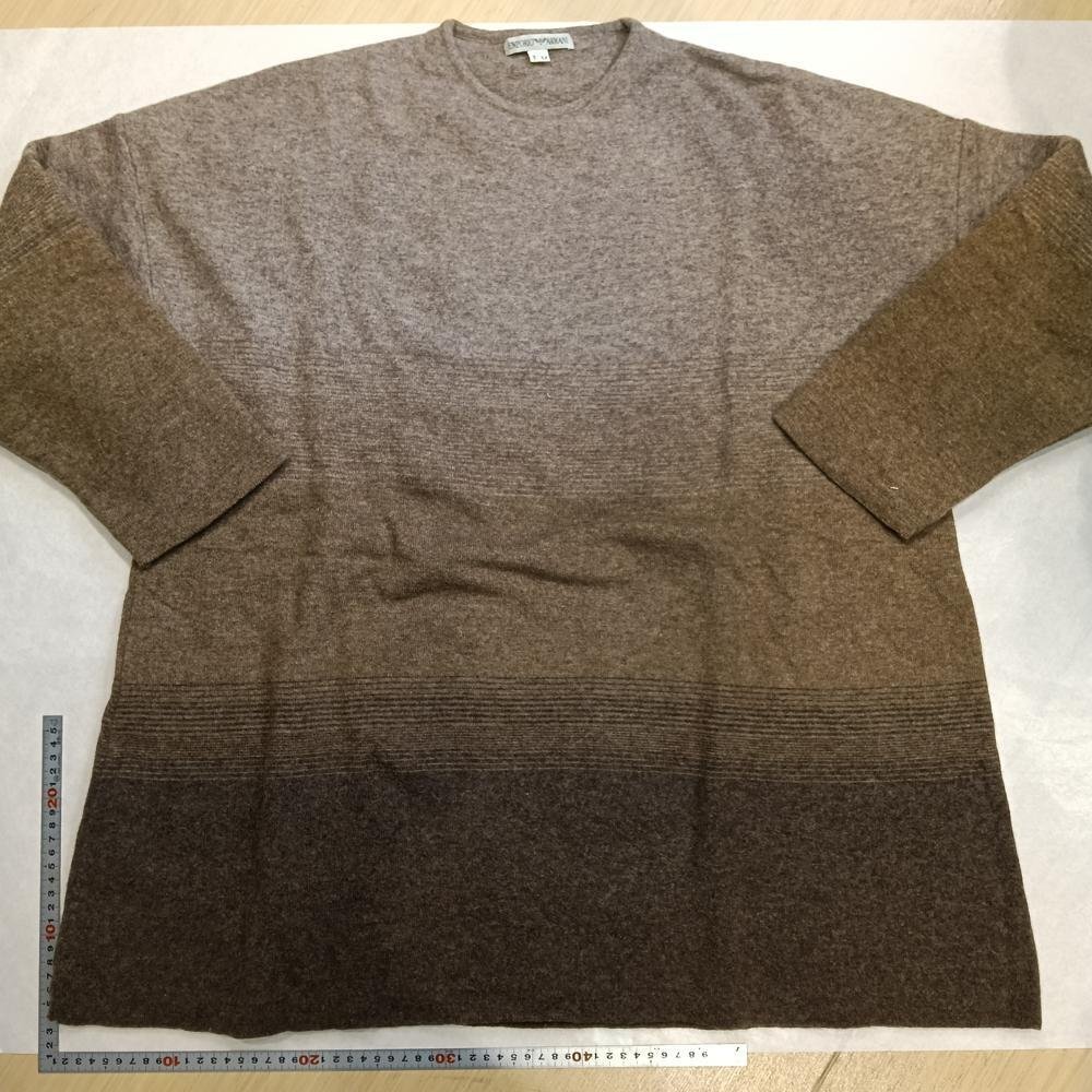 5点以上落札で送料無料！ エンポリオ アルマーニ グラデーションニット ベージュブラウン 裾幅72着丈73袖丈42 5150728