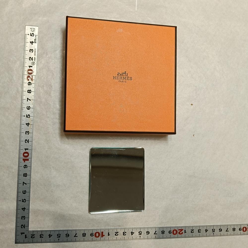 5点以上落札で送料無料！ HERMES エルメス オレンジ ボックス シルバー コンパクトミラー 手鏡 5653268