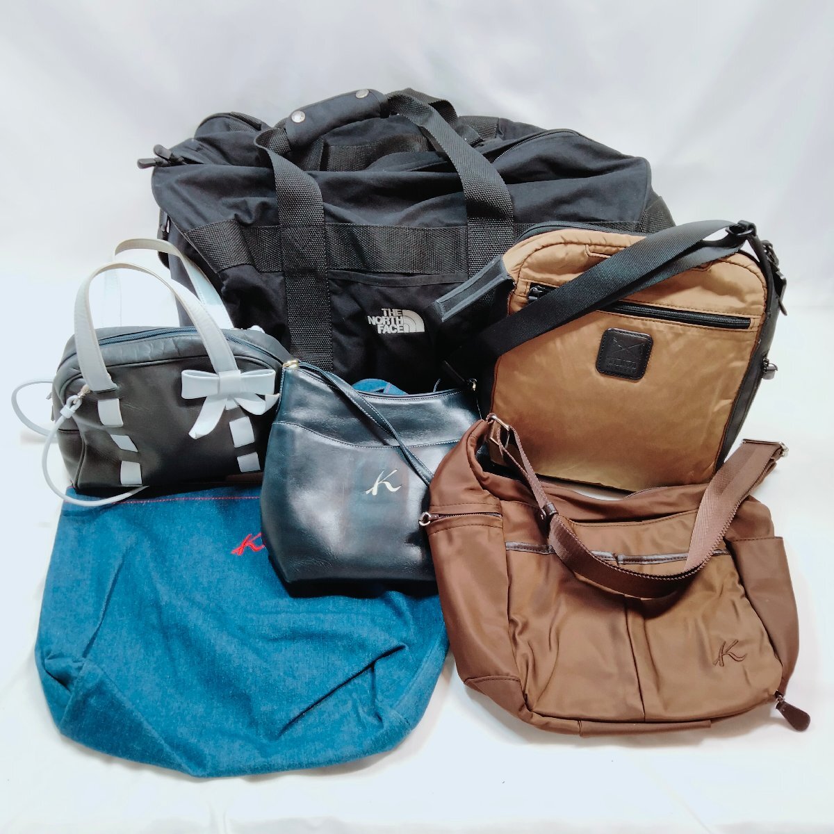 5点以上落札で送料無料！ 訳あり ブランドバッグ 6点 セット ノースフェイス キタムラ他 3908386