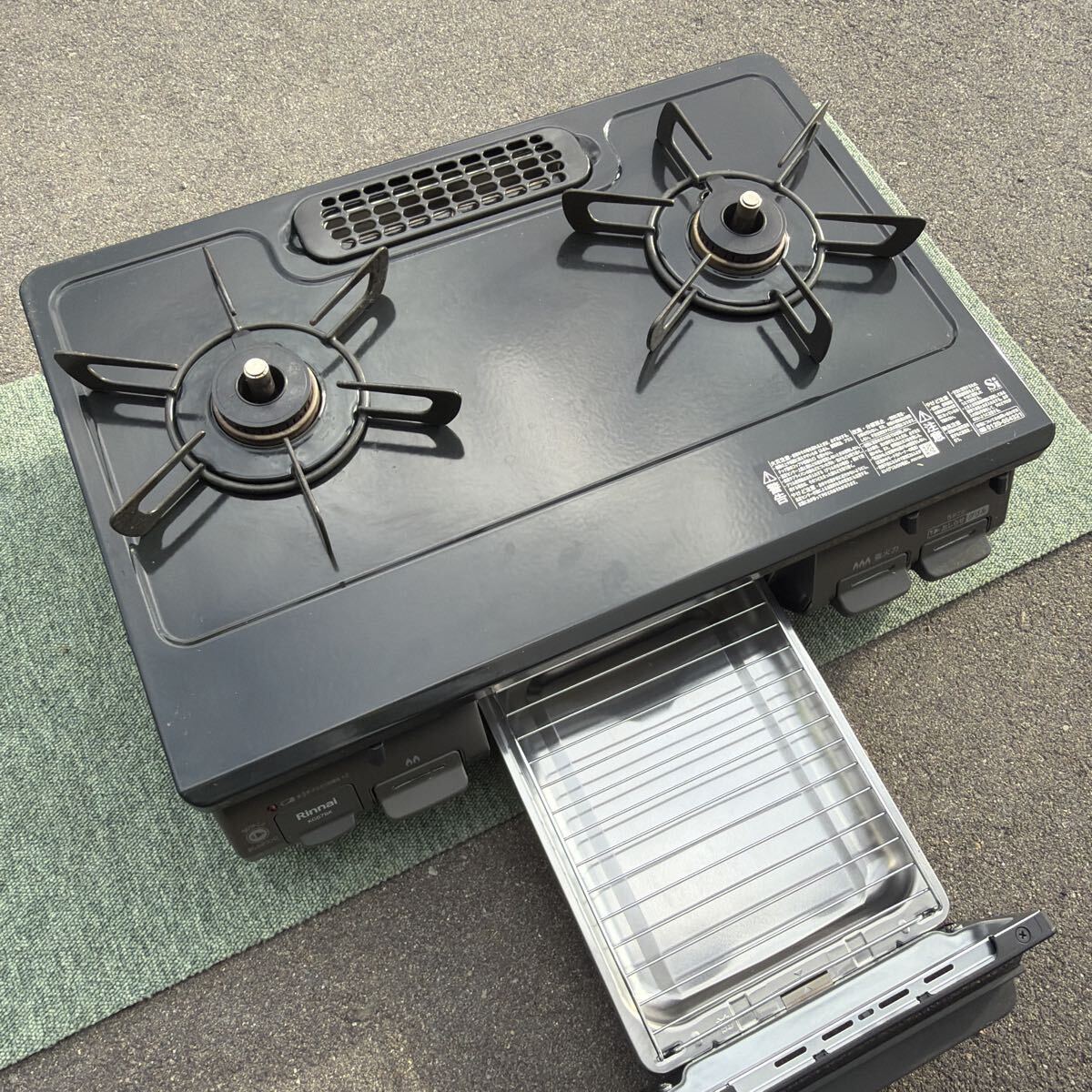 ○家A4222 【LPガス用】 Rinnai KG67BKR 2022年製 リンナイ ガスコンロ ガステーブル 右強火 プロパンガス ガスホース付き