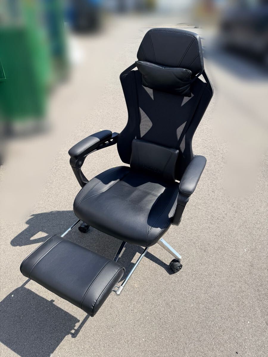 W西4214 PAXTON Y-922C-3A ゲーミングチェア オフィスチェア リクライニング フットレスト付 ブラック 仕事用ゲーミングチェア 椅子