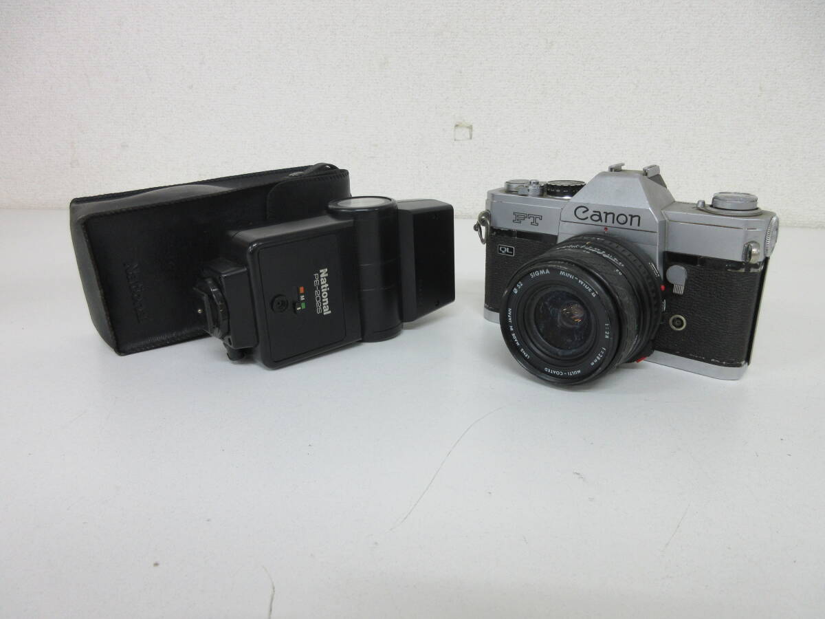 中古 カメラ Canon FT QL キヤノン SIGMA MINI‐WIDEⅡ 28mm 1:2.8 一眼レフ フィルムカメラ ※動作未確認 ／C
