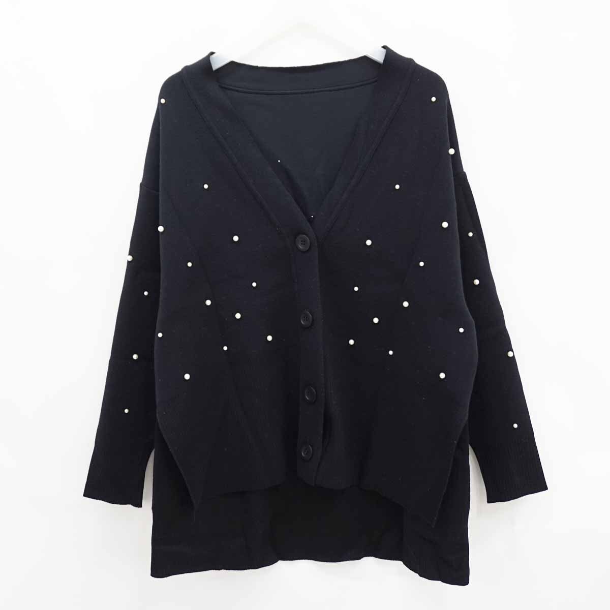 ◇【ADORE アドーア】2024 パール ニット カーディガン 531-4270921 ブラック 38