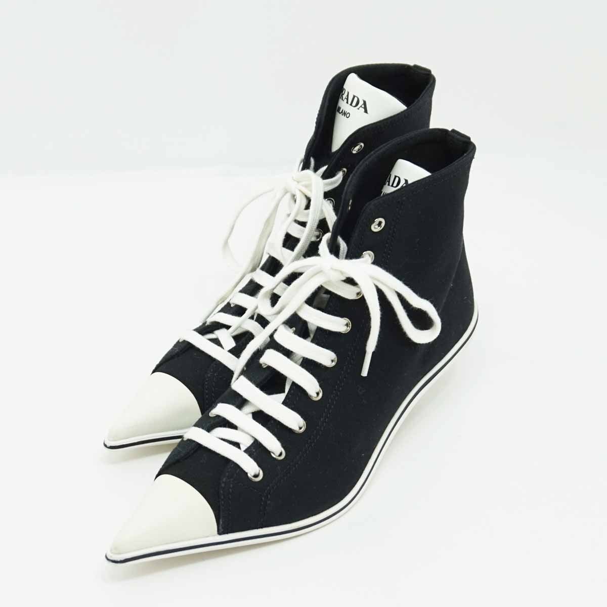 ◇【PRADA プラダ】シンセシス ヒール スニーカー 1T575M ブラック 36 1/2