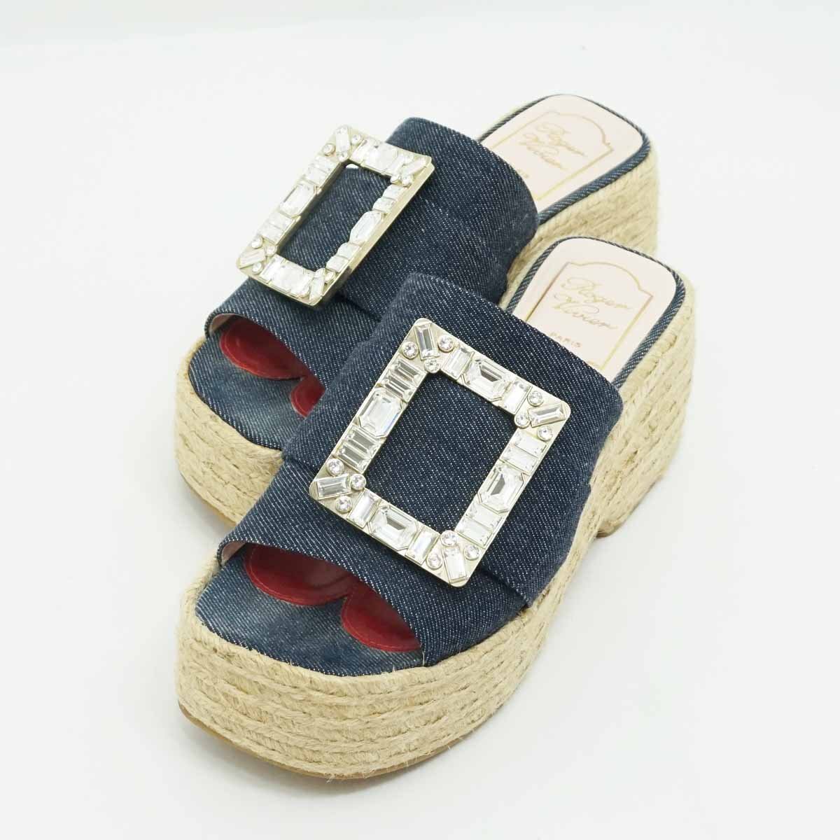 ◆【ROGER VIVIER ロジェヴィヴィエ】エスパドリーユ デニム サンダル 36