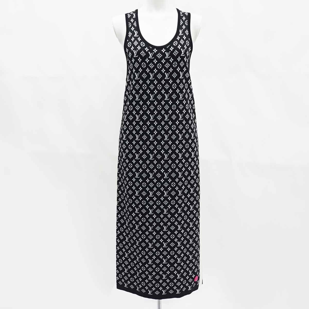◆美品【LOUIS VUITTON ルイ・ヴィトン】モノグラムニット ワンピース RW222J N87 FNKD05 ブラック×ホワイト S