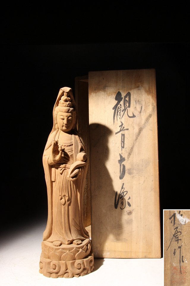 ☆在来☆木彫　観音立像 No.2　高さ約30.5cm　(検)木彫 観音 坐像 佛像 仏像 仏教美術