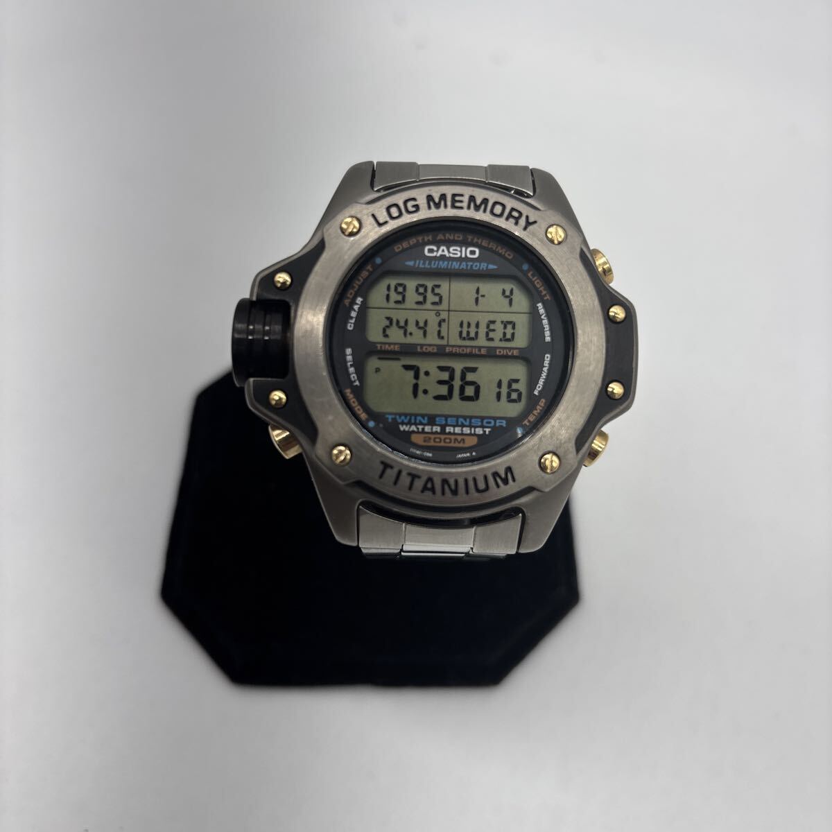 CASIO DEP-700 チタン ダイバーズウォッチ ログメモリー ツインセンサー 200m防水 動作品