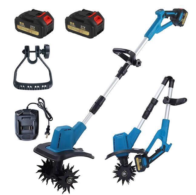 新入荷電動耕運機充電式小型家庭用電動耕うん機バッテリー2個 コードレス 4枚刃 強力 ハイパワー マキタバッテリー併用菜園 農機具幅230mm