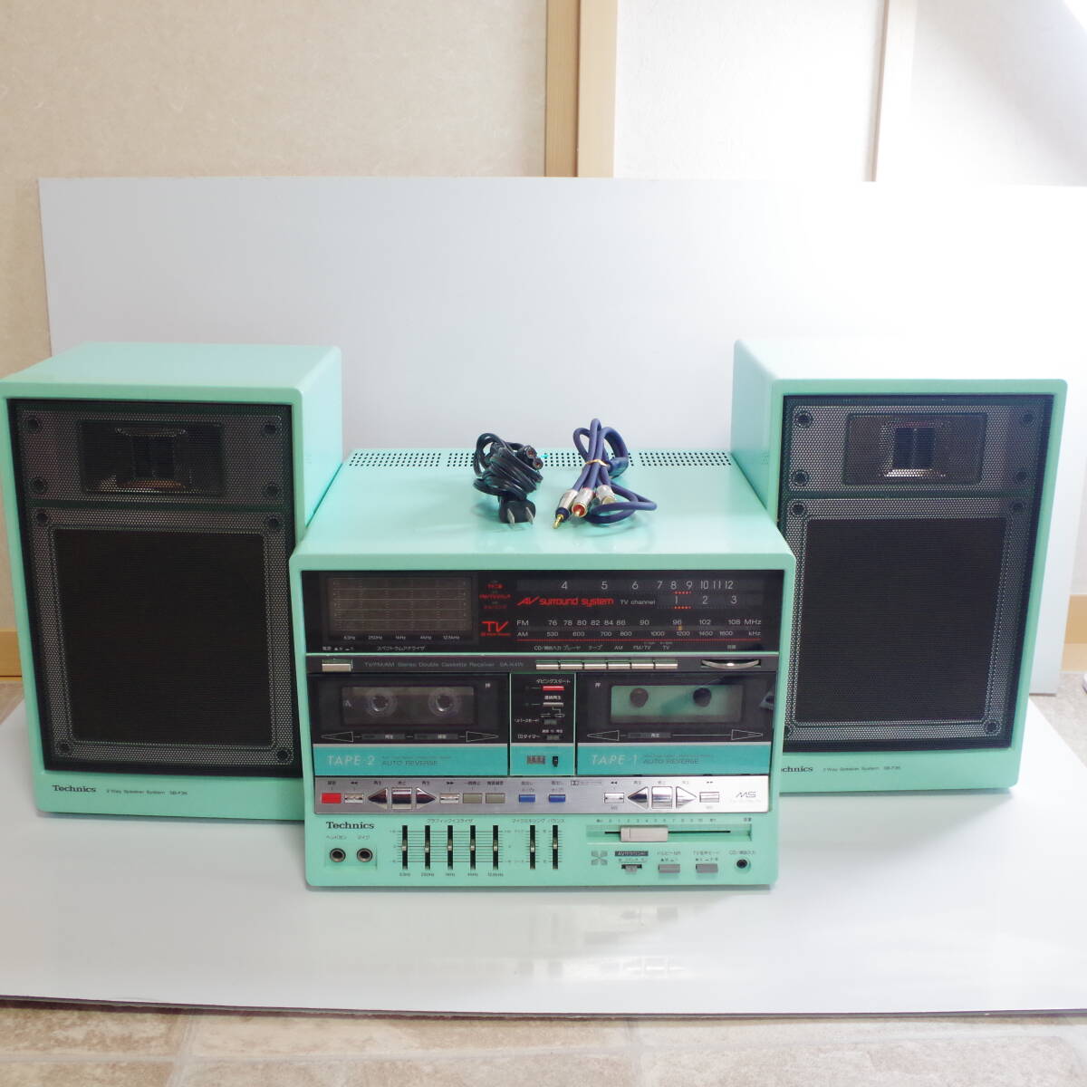 A5464 Technics ステレオダブルカセットレシーバーSA-K4W/SB-F36